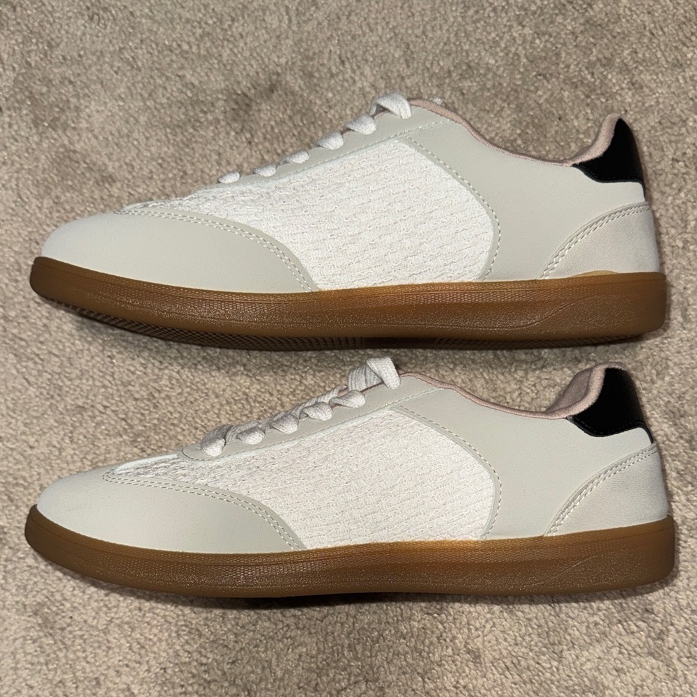Amazon White Sneakers with Brown Sole